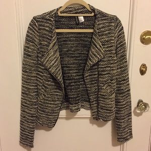 H&M Jackets & Coats - Black and Cream Knit Biker Jacket/Blazer H&M Jackets & Coats - Black and Cream Knit Biker Jacket/Blazer